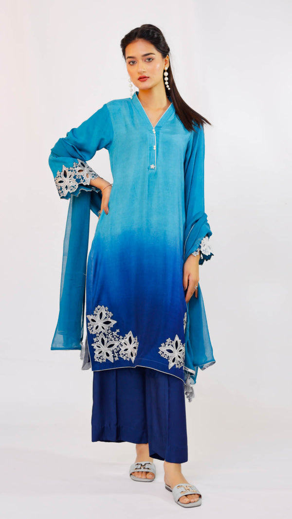 Rang-e-baharan blue ombre